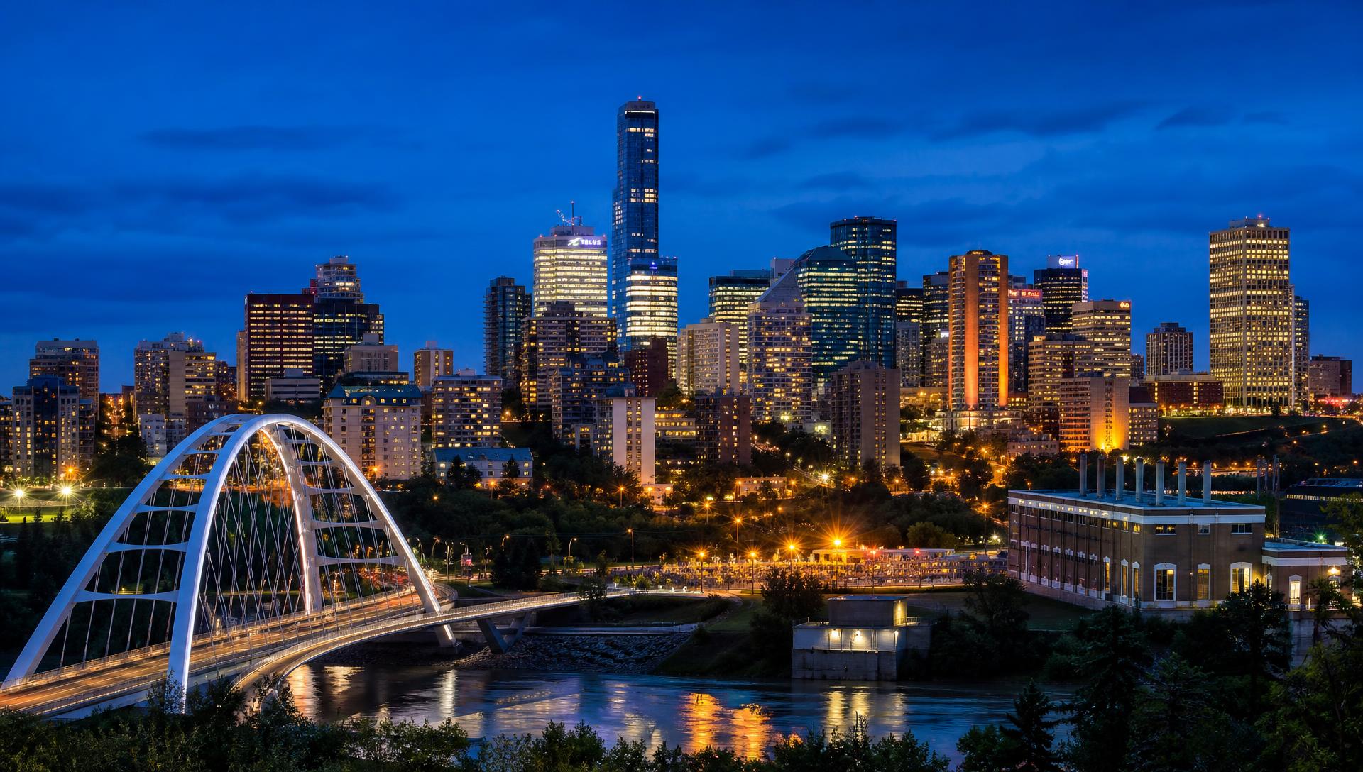 Edmonton, Alberta skyline at dusk