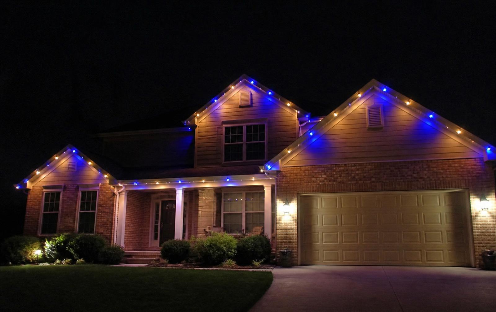 Home exterior with subtle colour-changing permanent lighting